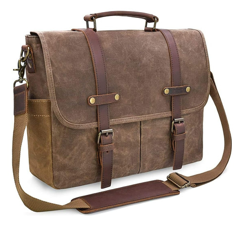 Portafolio Hombre Piel Laptop Bolsa De Mensajero Vintage