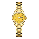 Relojes De Cuarzo Impermeables Luminosos Opk Para Mujer Color Del Fondo Dorado