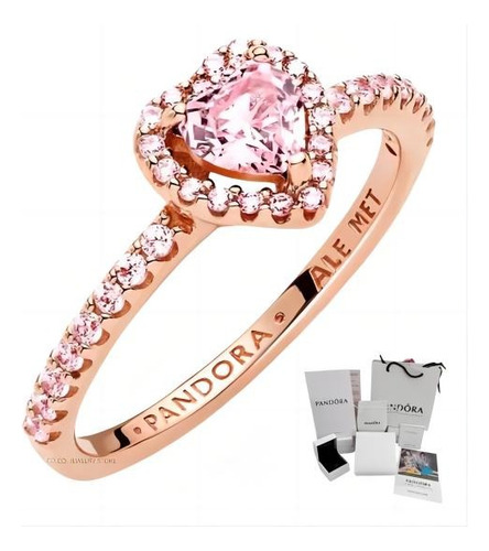 Anillo Pandora Corazón Relieve Rosa Incluye Kit De Regalo