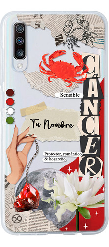 Funda Para Galaxy Mujer Signo Zodiaco Cáncer Con Tu Nombre