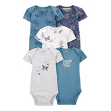 Carters Set 5 Piezas Pañalero Bebe Flores Mariposas Azules