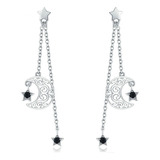 Aretes Pendientes Luna Y Estrellas 100% Plata S925