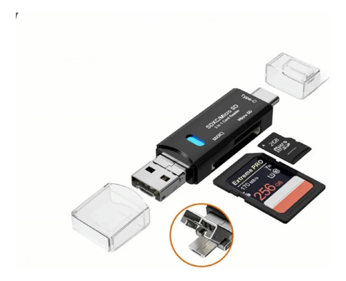 Lector De Tarjeta 5 En 1 - Usb - Tipo C - Micro + Sd + Tf