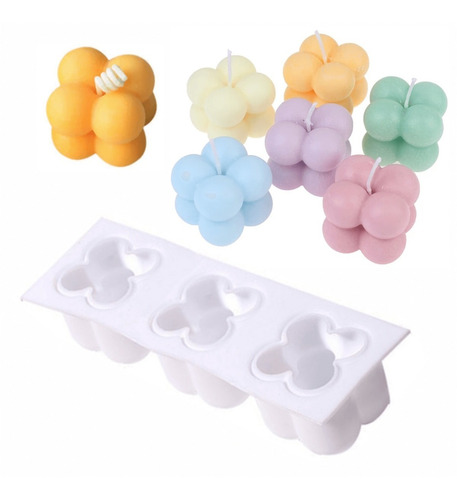 Molde X3 Burbuja 3d Mini Silicona Velas Cera Soya Parafina