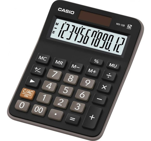 Calculadora Casio Ax-12b Mesa 12 Díg Solar E Bateria Preta