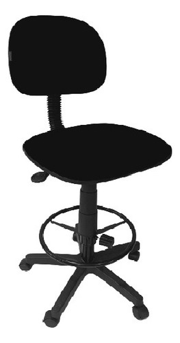 Cadeira Caixa Alta Tecido Preto Com Rodizio