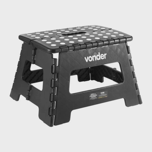 Banqueta Banquinho Plástico Dobrável 22cm 150kg Cor Preto