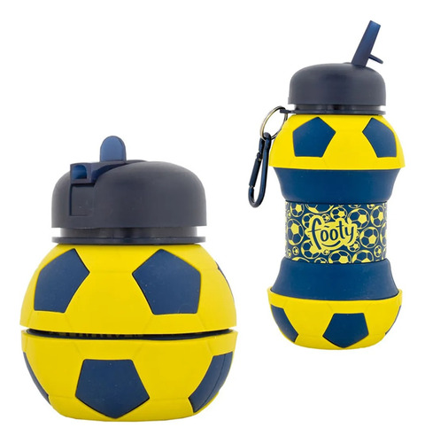 Botella De Silicona Plegable Footy! Azul Y Amarillo