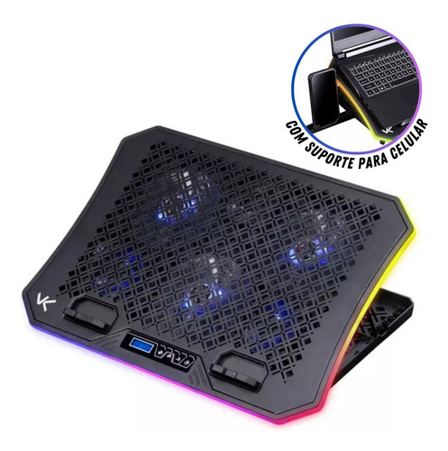 Suporte Base Para Notebook Vinik Até 19  6 Fans Com Led Rgb