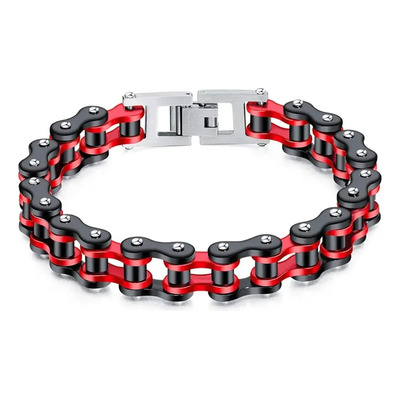 Pulsera Biker Cadena De Bicicleta Moto Rock Punk Para Hombre Rojo 21.5 Cm | MercadoLibre
