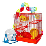 Gaiola De Hamster Com Casa Grande Completa 3 Andares Tubo