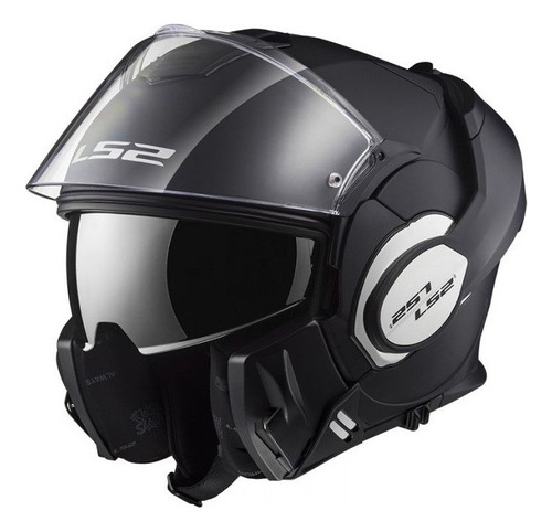 Casco Rebatible Ls2 399 Negro Mate Valiant Negro Con Pinlock