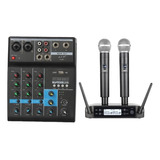 Kit  Mesa De Som 4 Canais + 2 Microfone Para Show