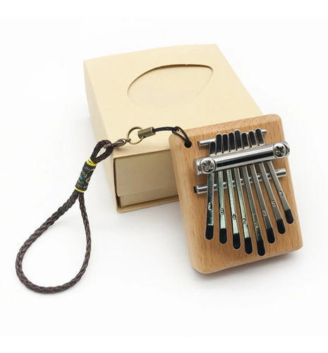 Mini Piano De Dedo Kalimba De Madeira De 8 Teclas Com Caixa