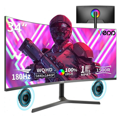 Vedd® Monitor Gamer Curvo 34'' 180hz 1ms Wqhd Rgb Hdmi Dp | Envío gratis