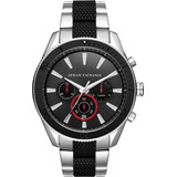 Reloj Armani Exchange Ax1813 De Hombre Plateado Negro Chrono Color De La Correa Plata