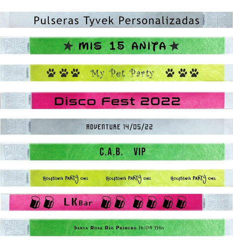 Pulseras Tyvek Numeradas Personalizadas Eventos Promo X 500