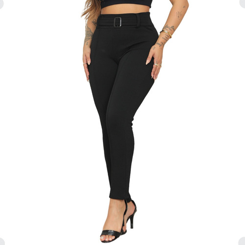 Calça Skinny Feminina Social Cos Alto Lycra Slim Fit Bolso 