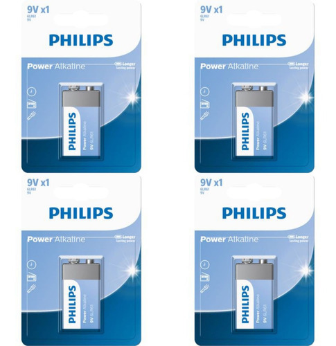 4 Bateria Pilha Alcalina 9v P/violão Sensor Fumaca Philips