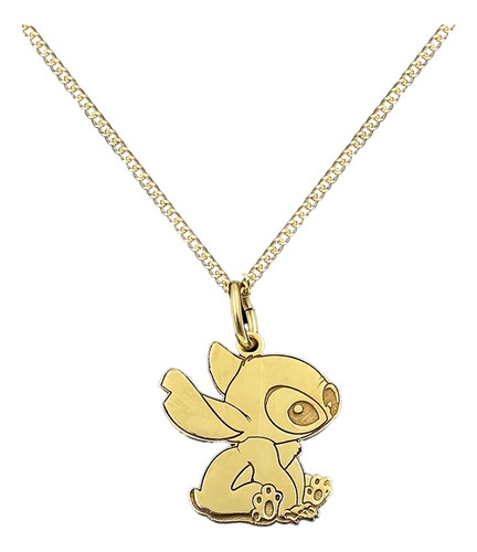 Dije Y Cadena Stitch Chico Baño Oro 24k Plata 925 Envio