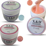 Kit Unha 3 Gel X&d Uv Led 56g Pink Nude, Transparente 