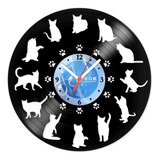 Relógio De Parede Disco Vinil Hora Dos Gatos - Van-017