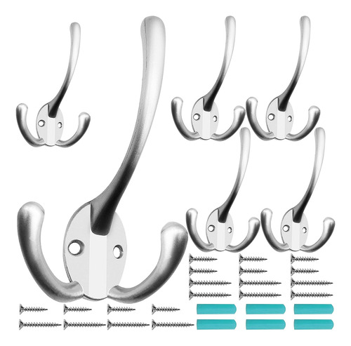 Paquete De 6 Percheros Grandes Y Resistentes De Tres Puntas