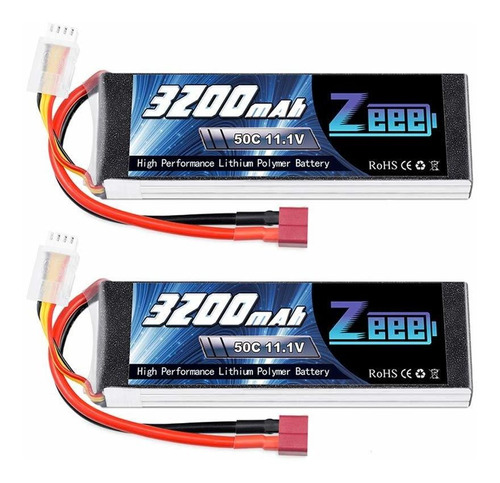 2 Baterias Lipo Zeee 11.1v 3200mah 3s 50c Soft Case Con Dean