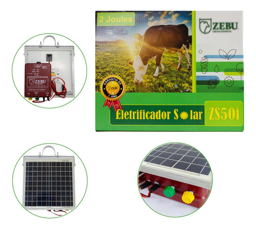 Cerca Elétrica Rural Kit Eletrificador Solar 50km Zs50i