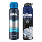 Espuma De Afeitar Carbono + Desodorante Cool Wave Gillette 