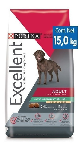 Purina Excellent Perros Adultos Razas Med/gde X 15kg Caba