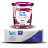 Kit Depil Bella: Cera Hidrossolúvel Açaí 600g + 100 Folhas