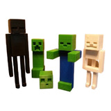 Figuras Creeper, Enderman, Zombie Y Esqueleto De Minecraft 