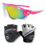 Guantes Cortos + Anteojos Lentes Ciclismo