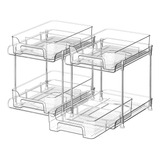 2 Tier Clear Organizer With Dividers, Sliding Out Storage Co