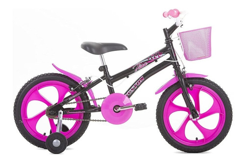 Bicicleta Infantil Aro 16 Tina Houston Rosa Pt Cestinha Bike