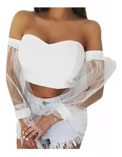 Elegante Crop Top Blusa Sin Tirantes Mujer Sensual Corset