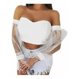 Elegante Crop Top Blusa Sin Tirantes Mujer Sensual Corset