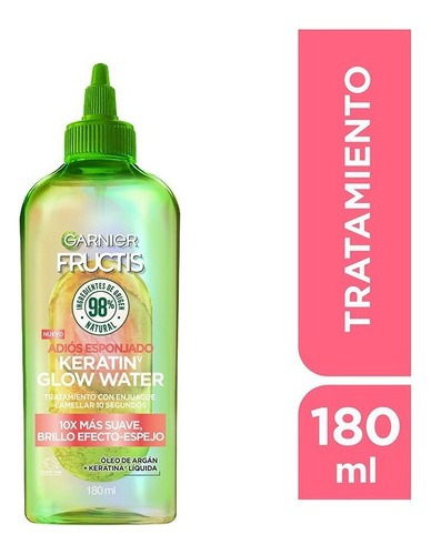 Trtamiento Keratin Glow Water Garnier Fructis Adios Esponjado 180 Ml