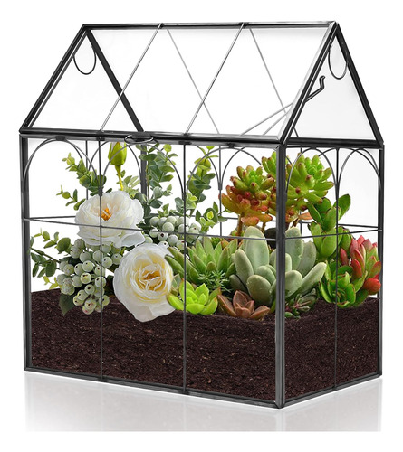 Terrario Geométrico Negro Para Plantas Maceta Highfree