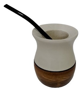 Mate De Madera Vitrificado Y Bombilla