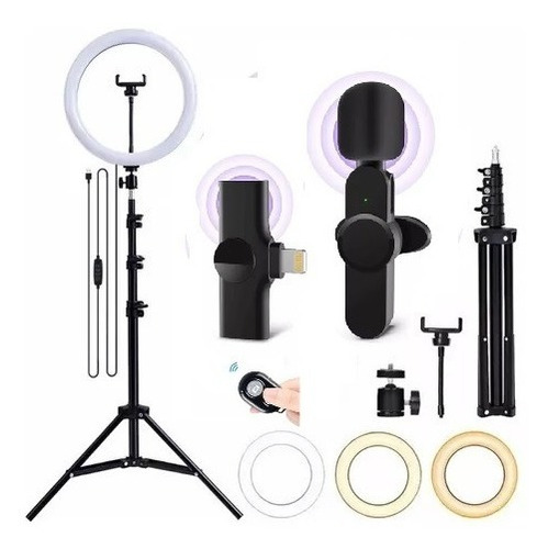 Kit Youtuber Iluminação Celular iPhone Microfone De Lapela