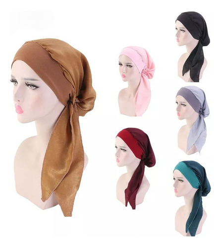 6 Gorro Turbante De Algodón Seda - Oncológico