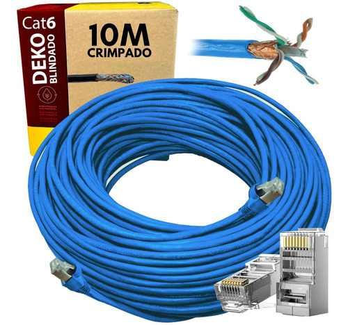 Cabo De Rede Cat6 Blindado F/utp Para Uso Externo 10 Metros