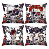 Conjunto De 4 Fundas De Almohada De Calaveras De 18x18 ...