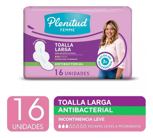 Toallitas Femeninas Plenitud Femme Normal Plus Antibacterial Con Alas 16 U