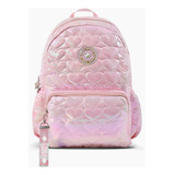 Mochila Escolar Footy Nena Puffer Original Bicolor Cierres