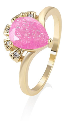 Anillo Compromiso Oro 14k Lam Brillante Rosa Amor Pareja