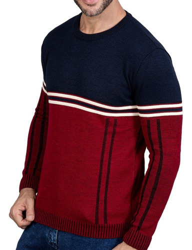Suéter Tricôt -blusa  Frio 2 Cores-vermelho/azul-dir.fabrica