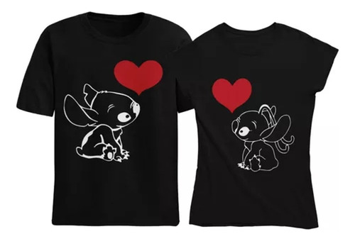 Playeras 2pz Pareja Stitch Y Angel Amor Amistad Envío Gratis